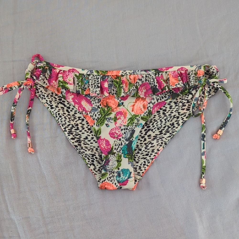 H&M Cheetah And Flowers Ruffle Bikini Bottoms